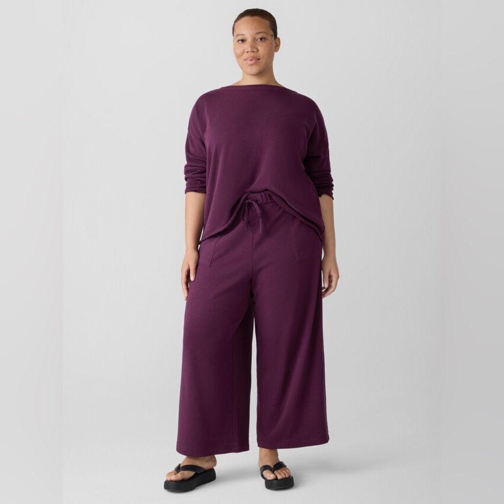 Eileen Fisher Lightweight Organic Cotton Terry Wide-Leg Pant XL Excellent - Picture 4 of 8